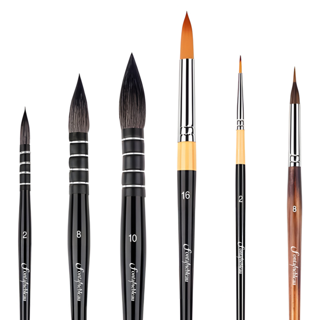 Wholesale Price Professional Squirrel Paint Hair Brushes With Pointed Round Mop Shape for Watercolor Oil, Acrylic Painting