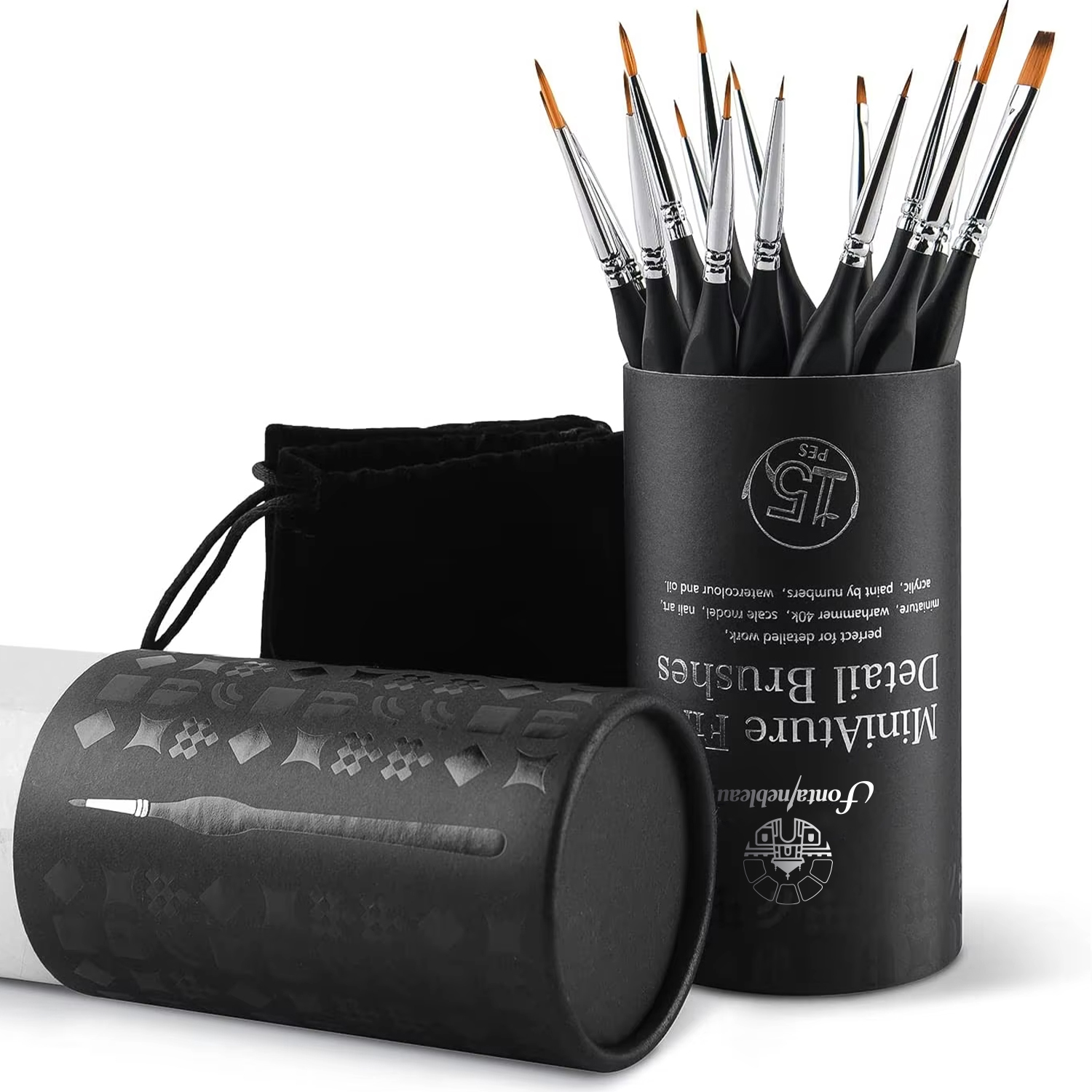 Art Supply Wholesale Customized 15PC Synthetic Miniature Brushes Micro Detail Artist Paint Brush Set for Acrylic Oils Watercolor