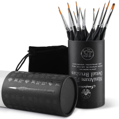 Art Supply Wholesale Customized 15PC Synthetic Miniature Brushes Micro Detail Artist Paint Brush Set for Acrylic Oils Watercolor