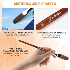 High Quality 7 Size Custom Logo Long Flat Weasel Hair Artist Watercolor Paint Brush