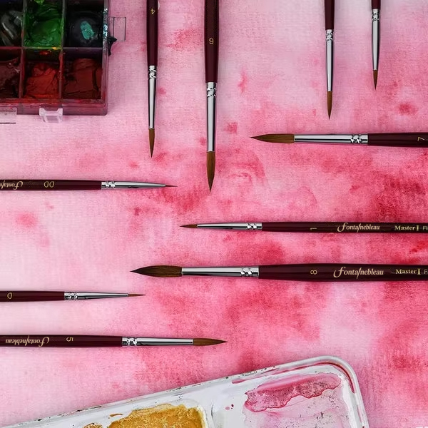 2026 Master Quality Size 000 Drawing Watercolor Brush Dark Red Wood Handle Kolinsky Sable Hair Artist Paint Brush Set