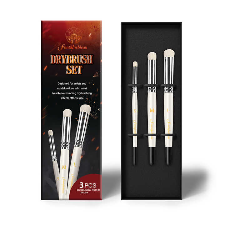 New Arrival Miniatures Dry Brushes Wood Handle Wool Hair Small Medium Large Size Dome Detail Paint Brush Set