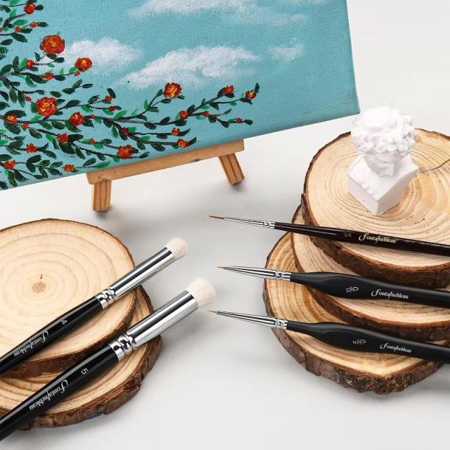High Quality Wool Drybrush Set Nylon Miniature Detail Artist Paint Brush Drawing Pen Kit 5/0#