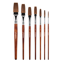 High Quality 7 Size Custom Logo Long Flat Weasel Hair Artist Watercolor Paint Brush