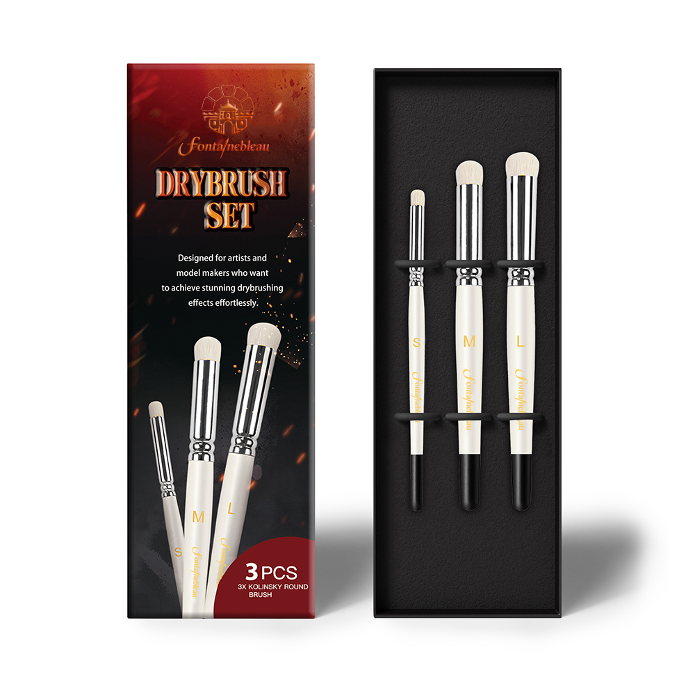 New Arrival Miniatures Dry Brushes Wood Handle Wool Hair Small Medium Large Size Dome Detail Paint Brush Set