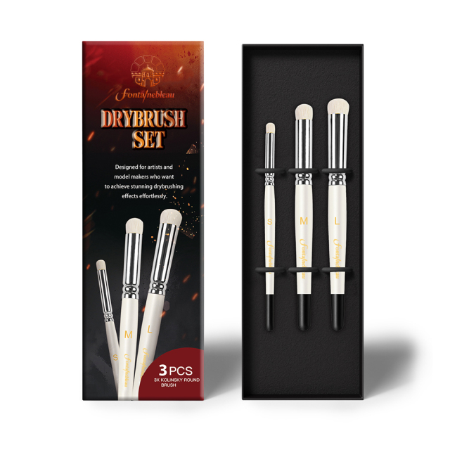 New Arrival Miniatures Dry Brushes Wood Handle Wool Hair Small Medium Large Size Dome Detail Paint Brush Set