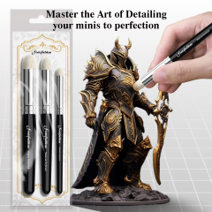 Masterclass Drybrush Set Hobby Detail Paint Brush Set 3 Sizes for Advanced & Professional Art Miniature Watercolor Oil Painting