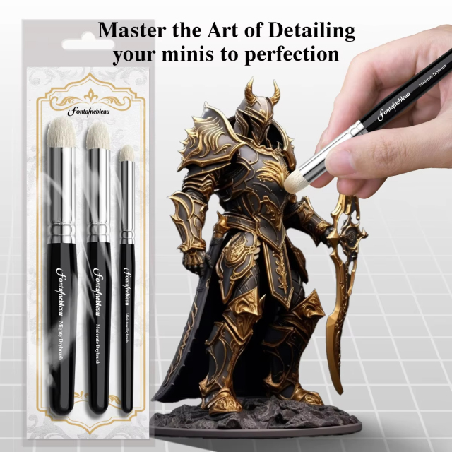 Masterclass Drybrush Set Hobby Detail Paint Brush Set 3 Sizes for Advanced & Professional Art Miniature Watercolor Oil Painting