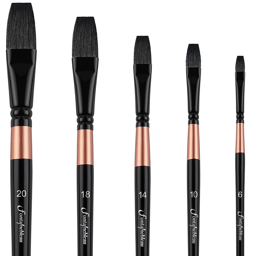 Fontainebleau Premium Compact 5pcs Set Acrylic Brush Set Black Ferrule Watercolor Painting Brush Artist Painting Brushes