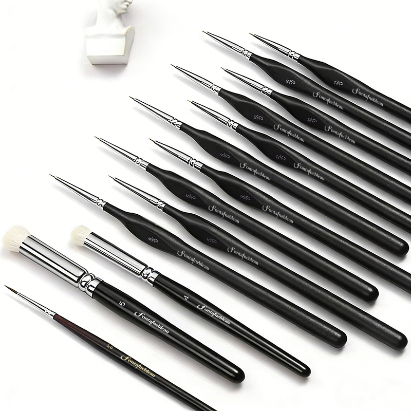 High Quality Wool Drybrush Set Nylon Miniature Detail Artist Paint Brush Drawing Pen Kit 5/0#