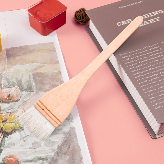Fontainebleau Premium Watercolor Wool Hair Brush Wooden Handle 3 Inch Chip Paint Brushes for Large Area Coloring