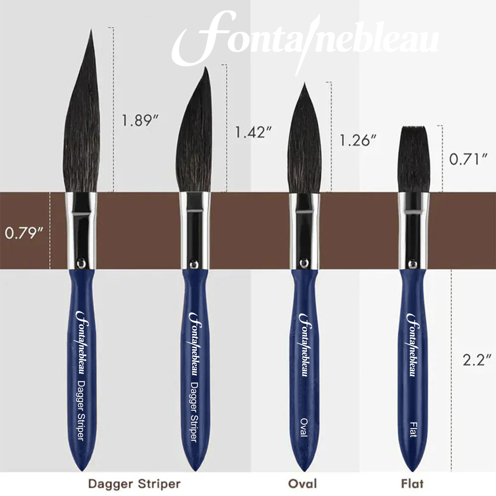 Professional Squirrel Hair Paint Brush Set Short Handle Striping Brush for Auto Art & Pinstriping Detailing