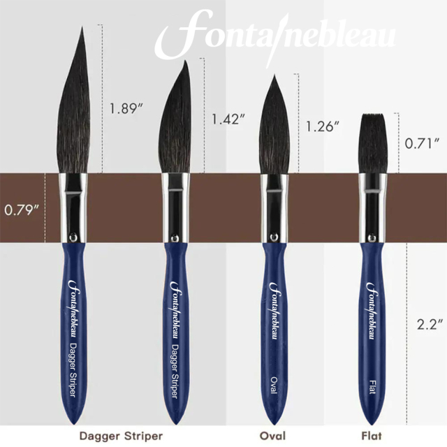 Professional Squirrel Hair Paint Brush Set Short Handle Striping Brush for Auto Art & Pinstriping Detailing