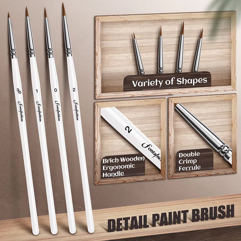 Custom Logo 10 Different Size Goat Hair Acrylic Model Paint Brushes Micro Detail Paint Brush Set for Miniature Painter