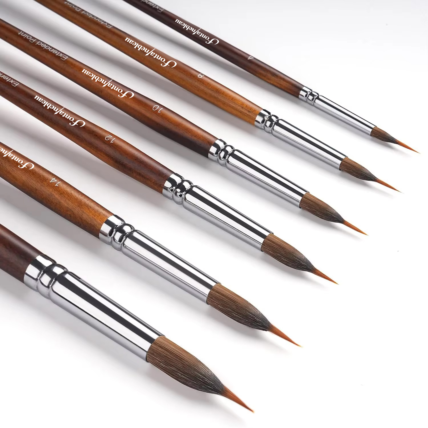 6Pcs/set Watercolor Round Kolinsky Sable Brushes Custom Needle Point Shaped Reservoir Rigger Brushes #4#8#10#12#14#18