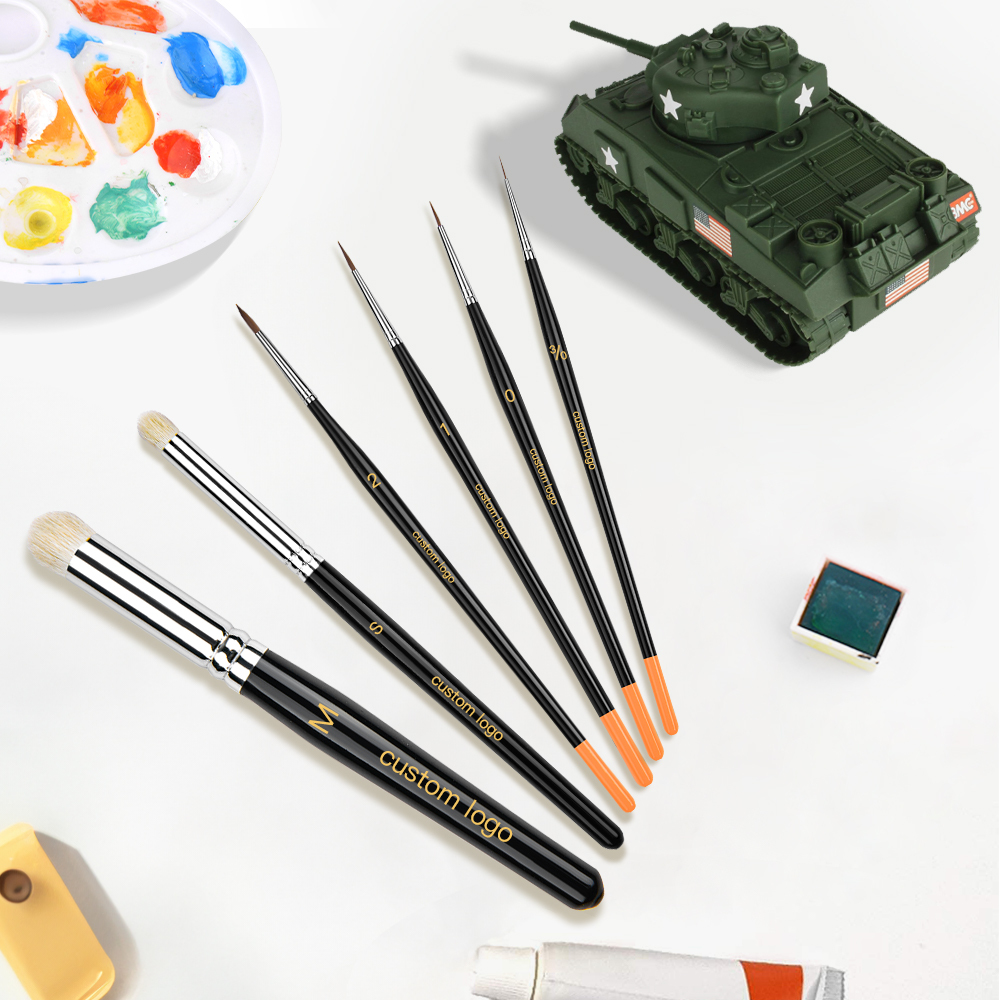 High Quality 6 Size Sable Hair Micro Detail Paint Brush Set Hobby Detail Paint Brush Set Miniature Model Paint Brushes