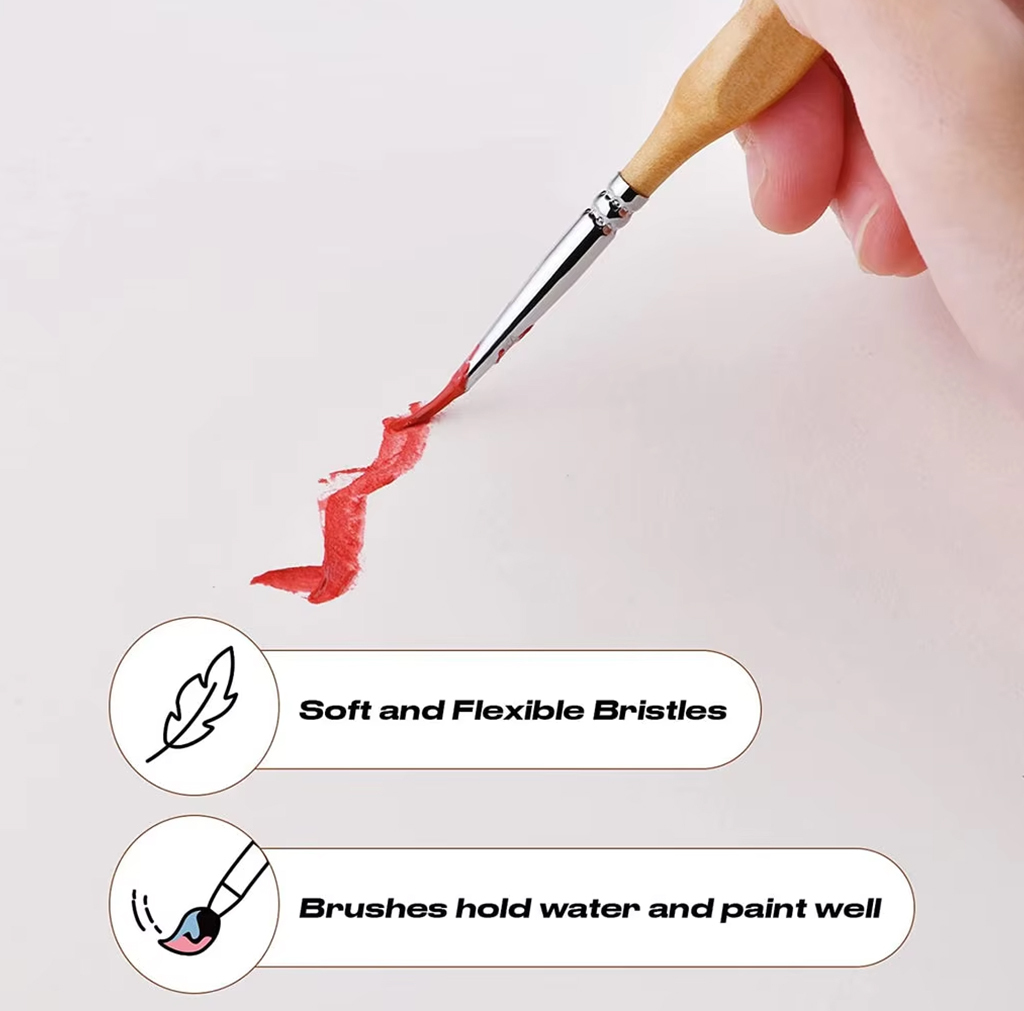 15pcs Professional Nylon Hair Fine Line Oil Acrylic Painting Brush Wood Handle Detail Miniature Paint Brush