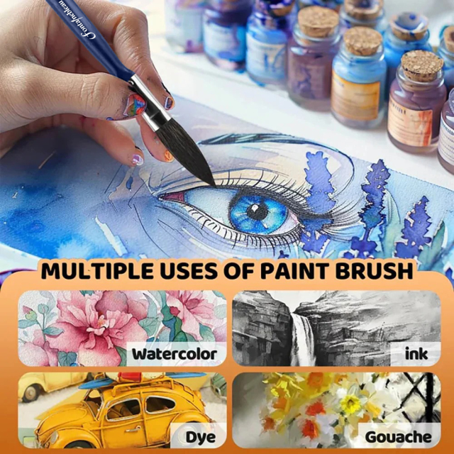 Professional Squirrel Hair Paint Brush Set Short Handle Striping Brush for Auto Art & Pinstriping Detailing