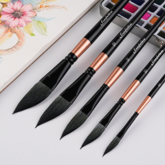 Fontainebleau 5PCS Dagger Squirrel Brush Painting Set Wooden Handle Artist Brush Grade Wholesale Watercolor Art Paint Brush Set