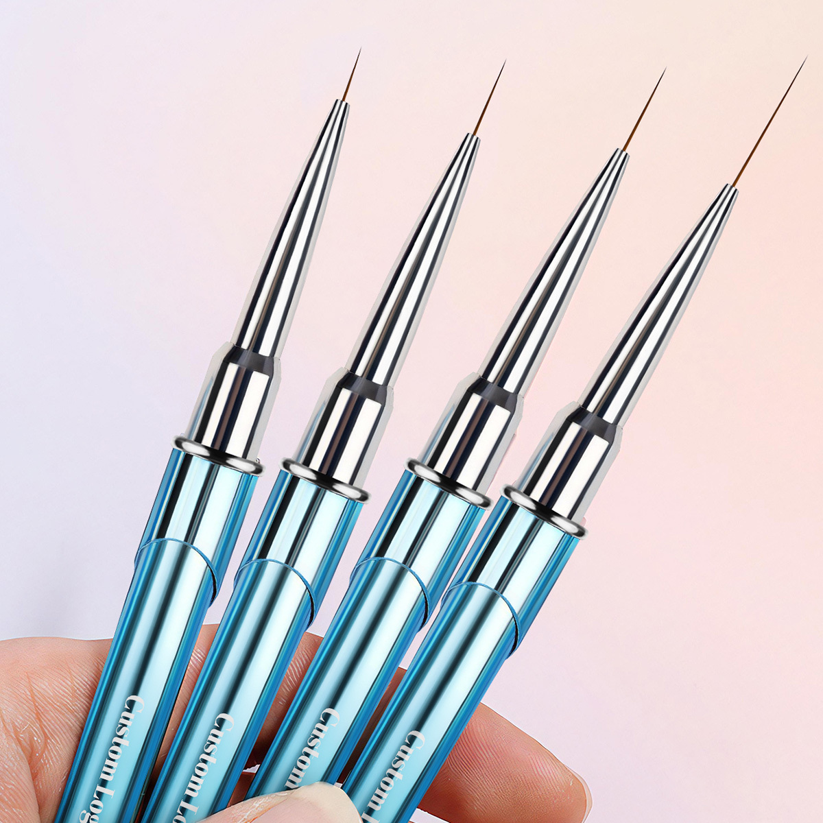 2024 New Nail Art Liner Brush 7/9/12/15/20/22/25/30MM Blue High Quality Privatel Label Nail Art Striping Brush