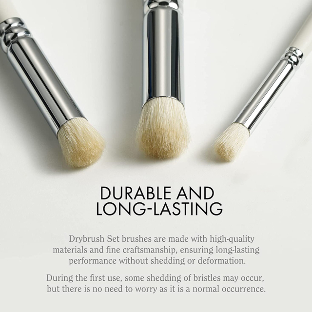 New Arrival Miniatures Dry Brushes Wood Handle Wool Hair Small Medium Large Size Dome Detail Paint Brush Set