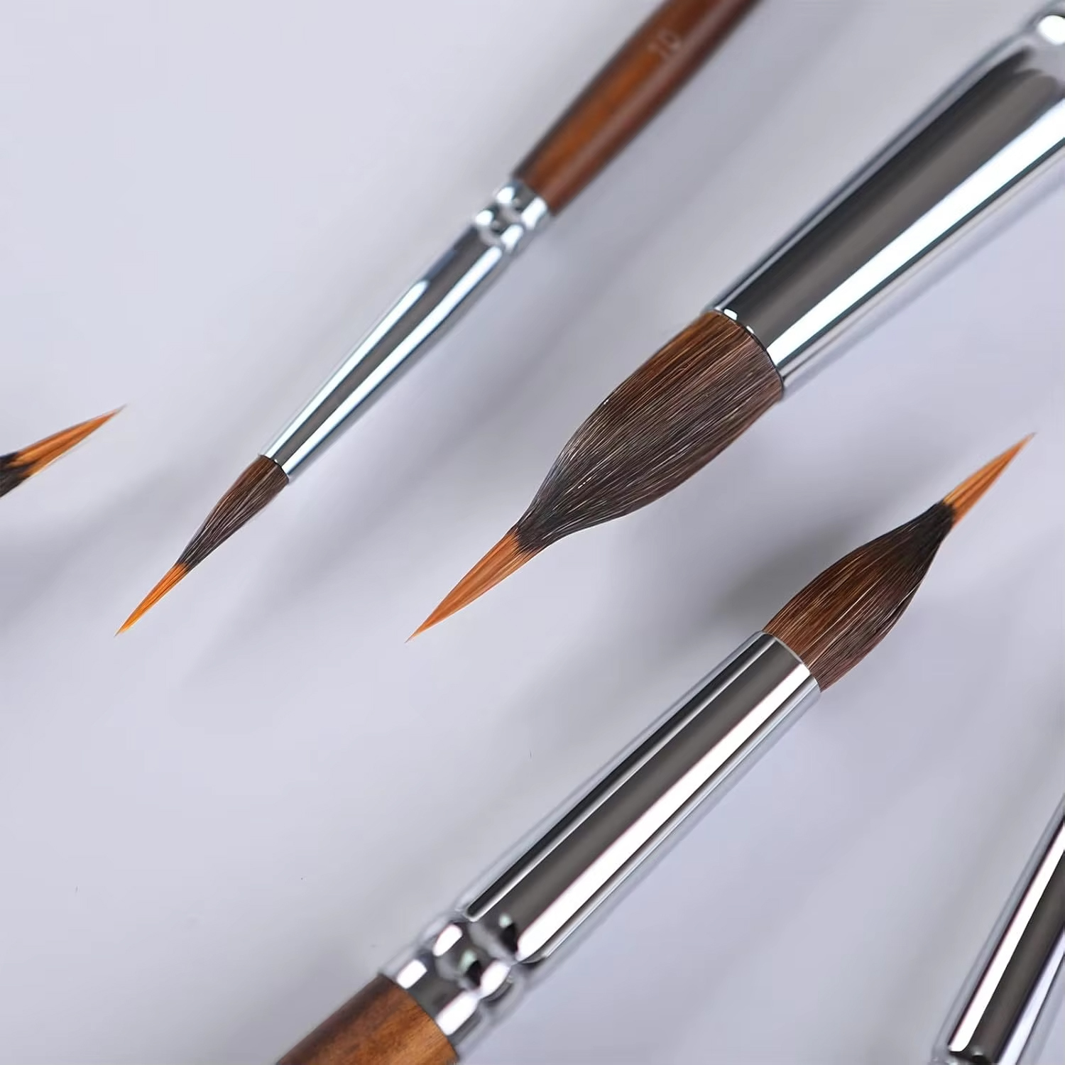 6Pcs/set Watercolor Round Kolinsky Sable Brushes Custom Needle Point Shaped Reservoir Rigger Brushes #4#8#10#12#14#18