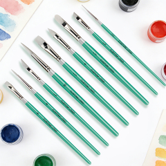 Fontainebleau Custom Logo Professional 9PCS Paint Brush Set for Art Painting Synthetic Wooden Handle Artist Brush