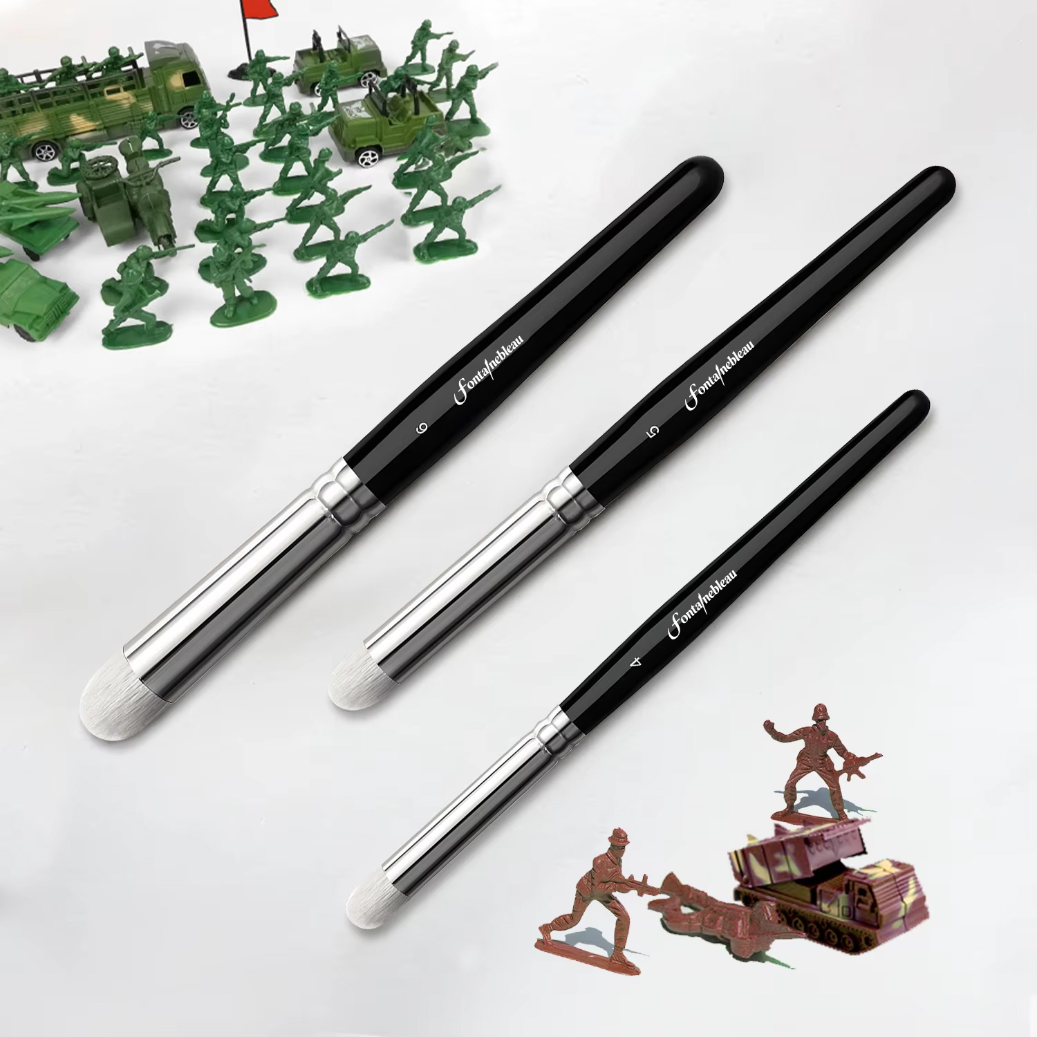 Manufacturer Quality Art Paint Brushes Miniatures Model Tabletop Roleplaying Wooden Animal Hair Paint Drybrush Black Set