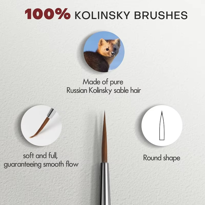 High Quality Wool Drybrush Set Nylon Miniature Detail Artist Paint Brush Drawing Pen Kit 5/0#