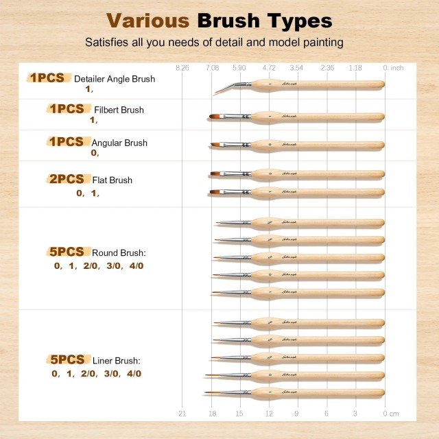 15 PCS High Quality Sable Miniature Painting Brush Model Detail Paint Brush Set