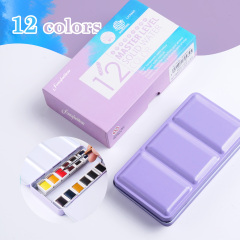 Fontainebleau Customized Logo Portable Mini Travel Watercolor Paint Set with Metal Tin Palette Art Supplies for Painting