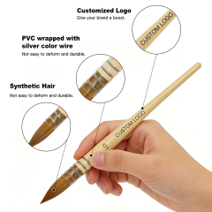Fontainebleau 5PCS Synthetic Acrylic Paint Brush Set with Custom Logo Wooden Handle Round Flat Filbert Angle Brush Set
