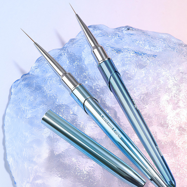 2024 New Nail Art Liner Brush 7/9/12/15/20/22/25/30MM Blue High Quality Privatel Label Nail Art Striping Brush