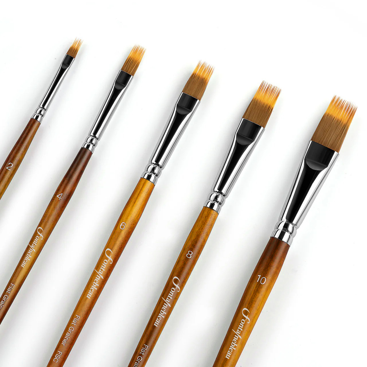 Customized Logo 5 Pcs Dual-Layer Synthetic Hair Grainer Flat Artist Paint Brush Bulk for Artists Watercolor Acrylic Painting