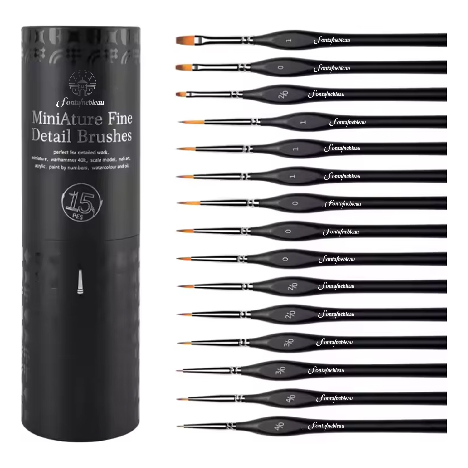 Art Supply Wholesale Customized 15PC Synthetic Miniature Brushes Micro Detail Artist Paint Brush Set for Acrylic Oils Watercolor