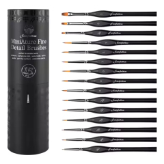 Art Supply Wholesale Customized 15PC Synthetic Miniature Brushes Micro Detail Artist Paint Brush Set for Acrylic Oils Watercolor