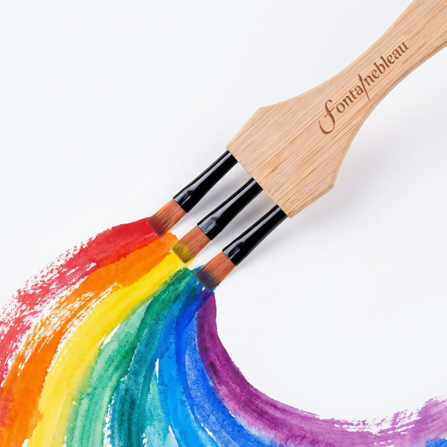 Personalized Paint Brushes Multi-Head Flat Acrylic Paint Brush Set Synthetic Wooden Handle Watercolor Brush