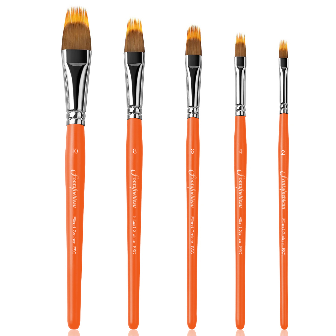 Fontainebleau Wholesale Synthetic Filbert Grainer Brush Set Premium Quality Artist Watercolor & Acrylic Paint Brush Set