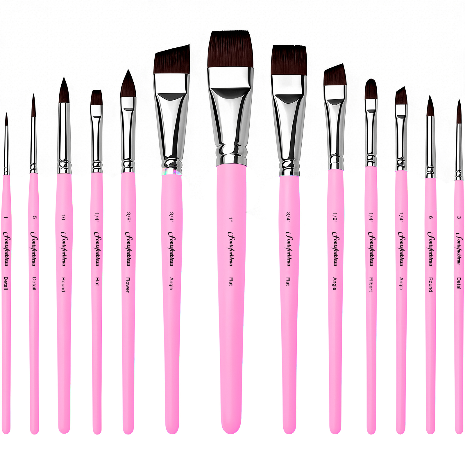 13PCS Fontainebleau Professional Custom Paint Brush Synthetic Face Paint Brush Large Flat Durable Paint Brush Set