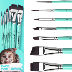 2026 Synthetic Face Paint Brush Set Flat Brush for Kids Body Wood Handle Brushes Face Paint OEM Customizable