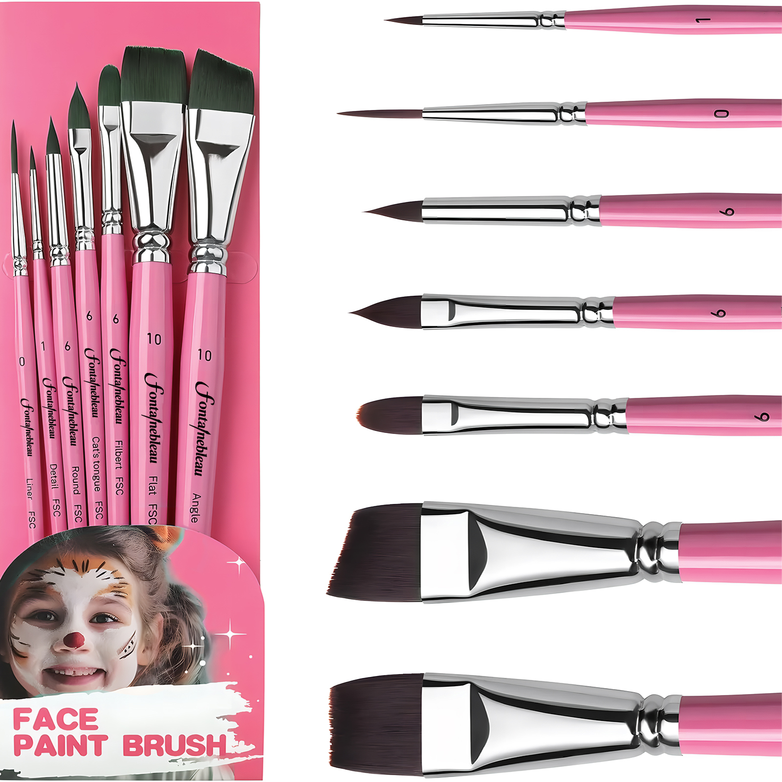 Custom Private Label Synthetic Face Paint Brush Professional Face Painting Brush Set Wholesale Soft Body Paint Brush for  Makeup