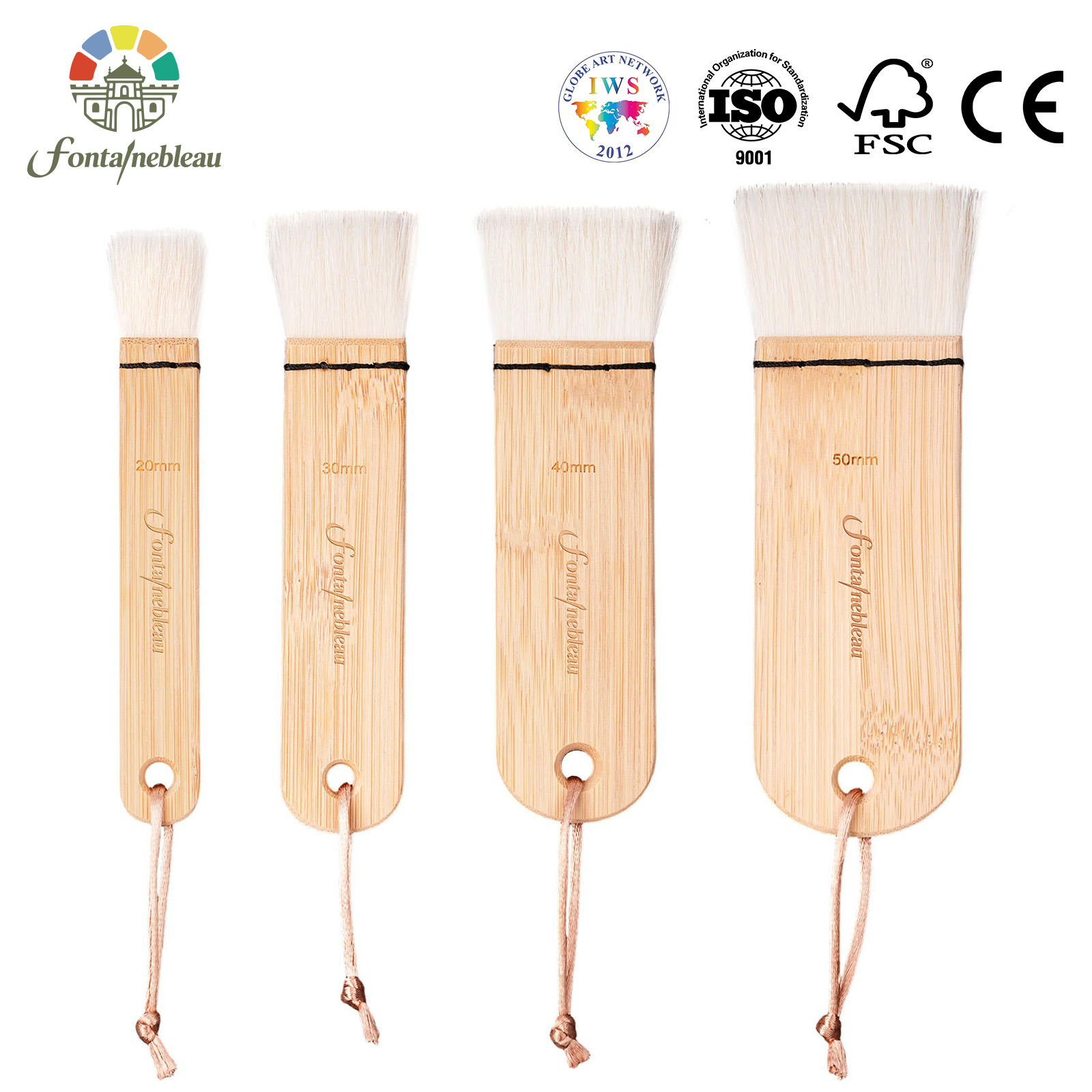 4PCS Natural Wool Hair Artist Watercolor Brushes Personalizable Flat Paddle Acrylic Paint Brush for Backgrounds Painting