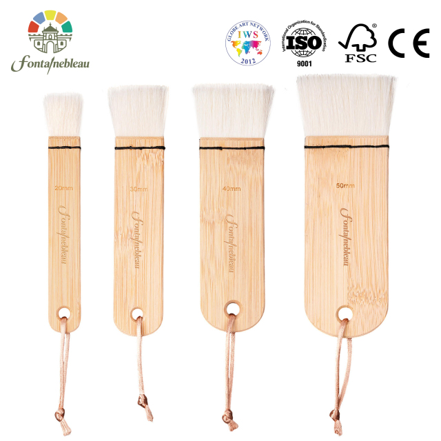4PCS Natural Wool Hair Artist Watercolor Brushes Personalizable Flat Paddle Acrylic Paint Brush for Backgrounds Painting