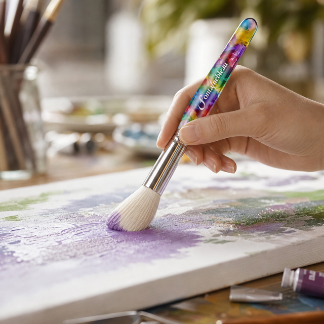 Custom Logo Colorful Acrylic Handle Mop Brush Soft Goat Hair Blending Paint Brush for Watercolor