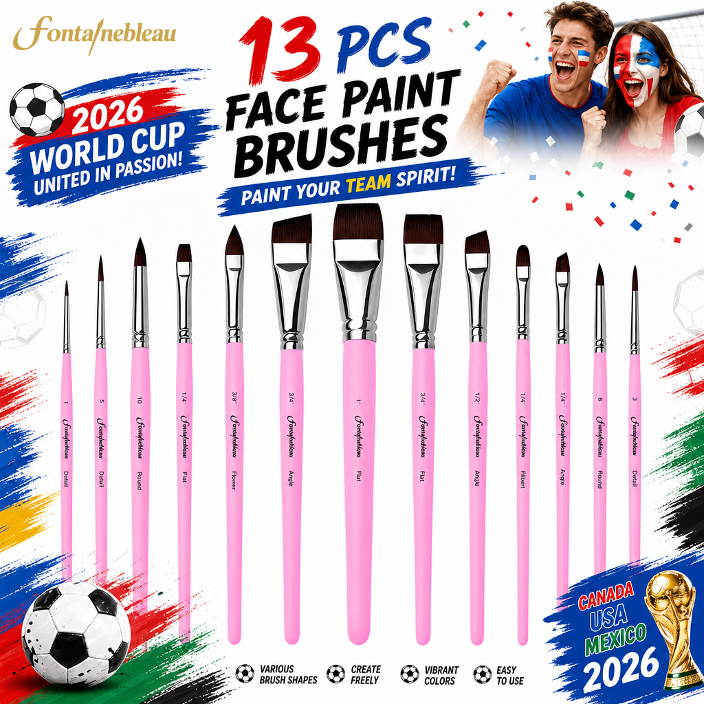 13pcs High Quality Nylon Hair Chrome-plated Ferrule Body Paint Brush Professional Face Painting Brushes for Art Painting