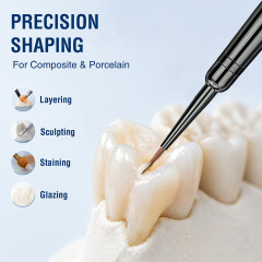 100% Kolinsky Sable Brush Dental Laboratory Metal Dental Denture Brush Dental Modeling Brush for Resin for Composite 000/00/1/2