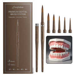 Premium Kolinsky Dental Brush System Replaceable Tips Walnut Wood Handle Dental Lab Porcelain Ceramic Staining Brush