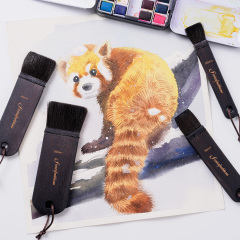 2026 Mixed Squirrel Hair Artist Paint Brush Flat Wide Natural Wooden Handle Water Absorbent Art Brushes for Watercolor Painting