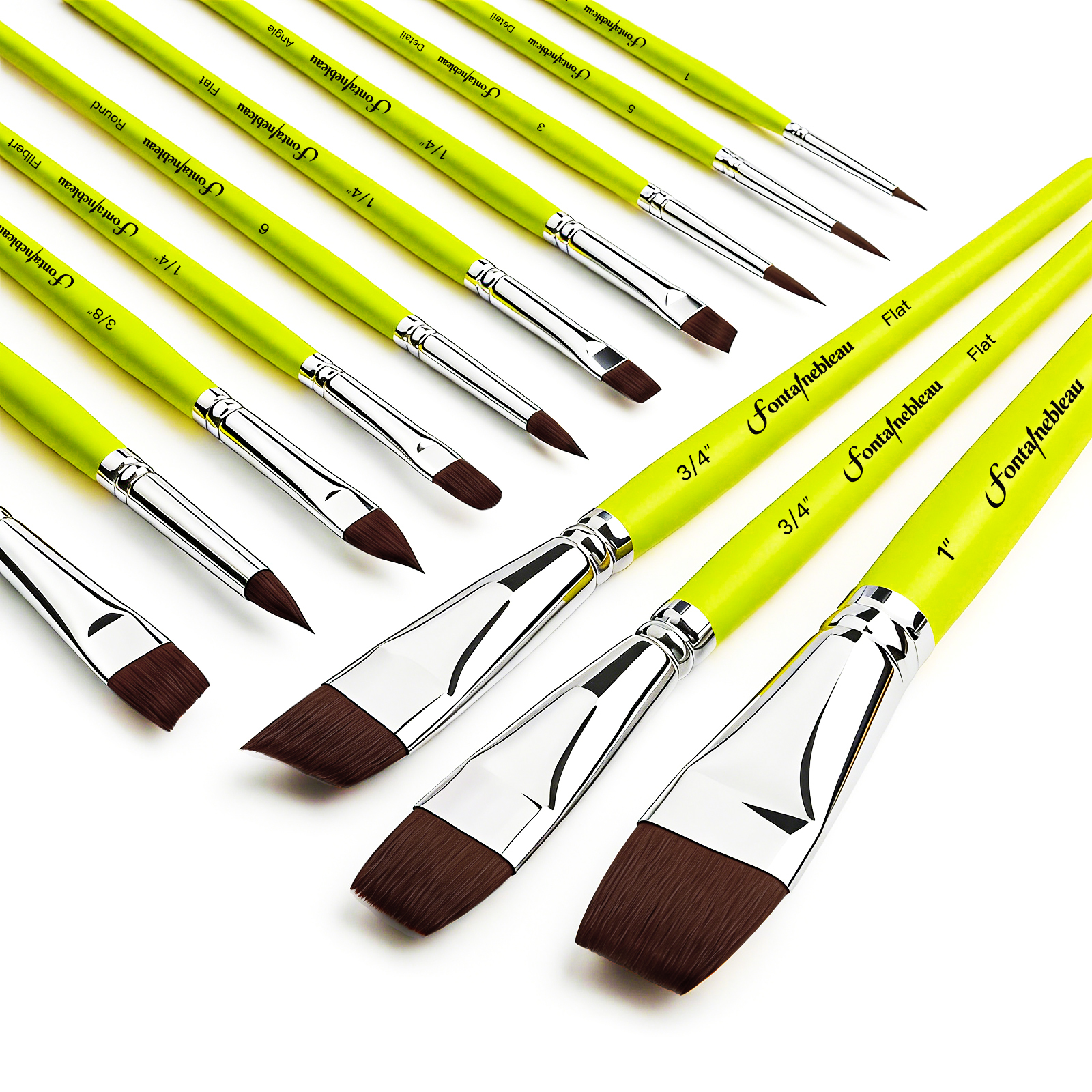 13Pcs High Quality Nylon Hair Professional Body Paint Brush Brass Ferrule Round Flat Angular  Wooden Handle Face Painting Brush