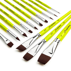 13Pcs High Quality Nylon Hair Professional Body Paint Brush Brass Ferrule Round Flat Angular  Wooden Handle Face Painting Brush